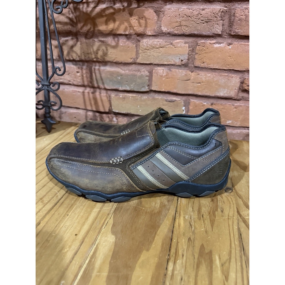 Skechers Men's 9.5 QDiameter Zinroy Brown Leather Shoes Sneakers 64275 Retro